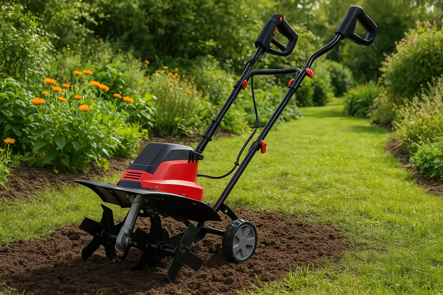 Motobineuse Thermique 52cc – 1,9 KW, 6500-7000 Tr/min, Pour Jardin, Ferme, Serre, Largeur Travail 30 Cm